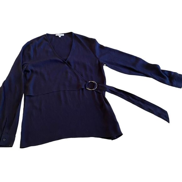 EUC Navy Warehouse Blouse with Waist Tie - Picture 1 of 8